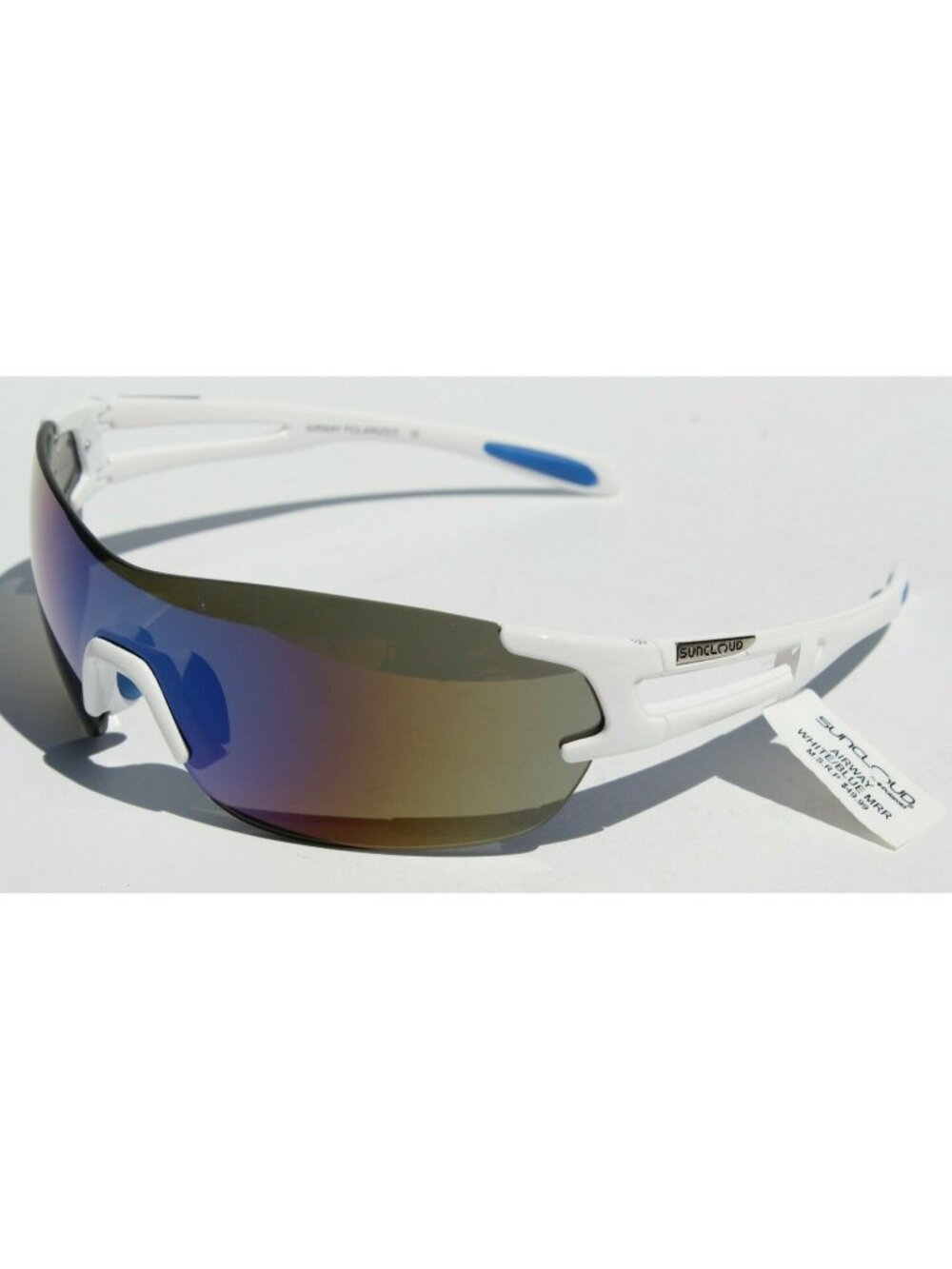SUNCLOUD Airway POLARIZED White/Blue Mirror Lenses NEW Smith Sport/Cycle